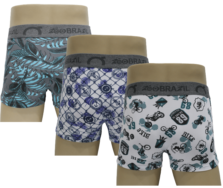 kit cueca zoobrazil boxer com 3 pecas 1