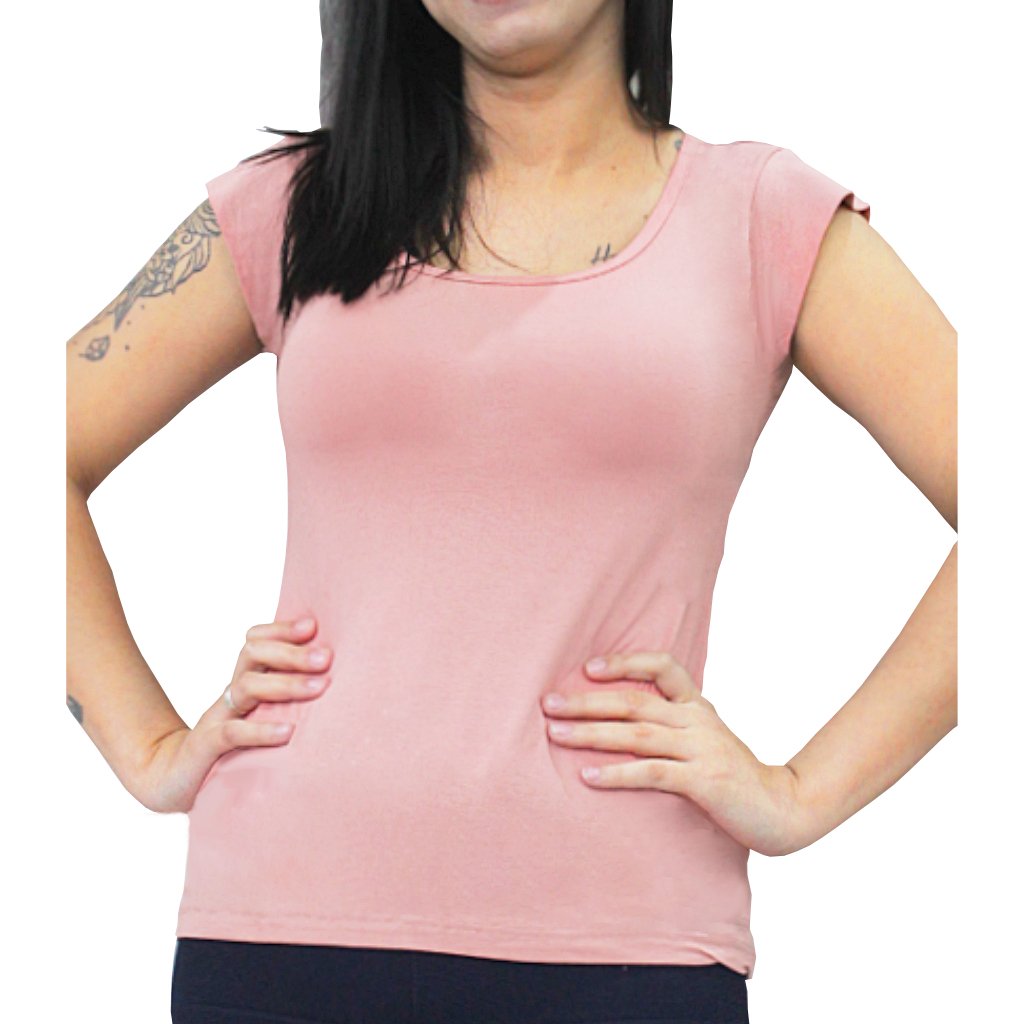 Blusa Feminina DEF Manga Curta Lisa Rosa Claro 2