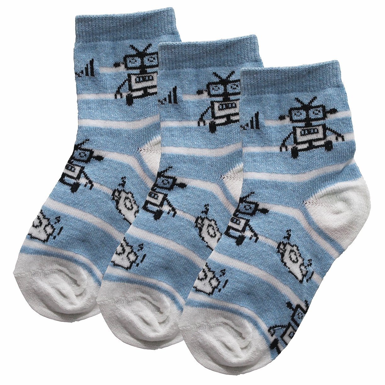Kit 3 Pares de Meias Manhattan Infantil Masculino Azul Claro