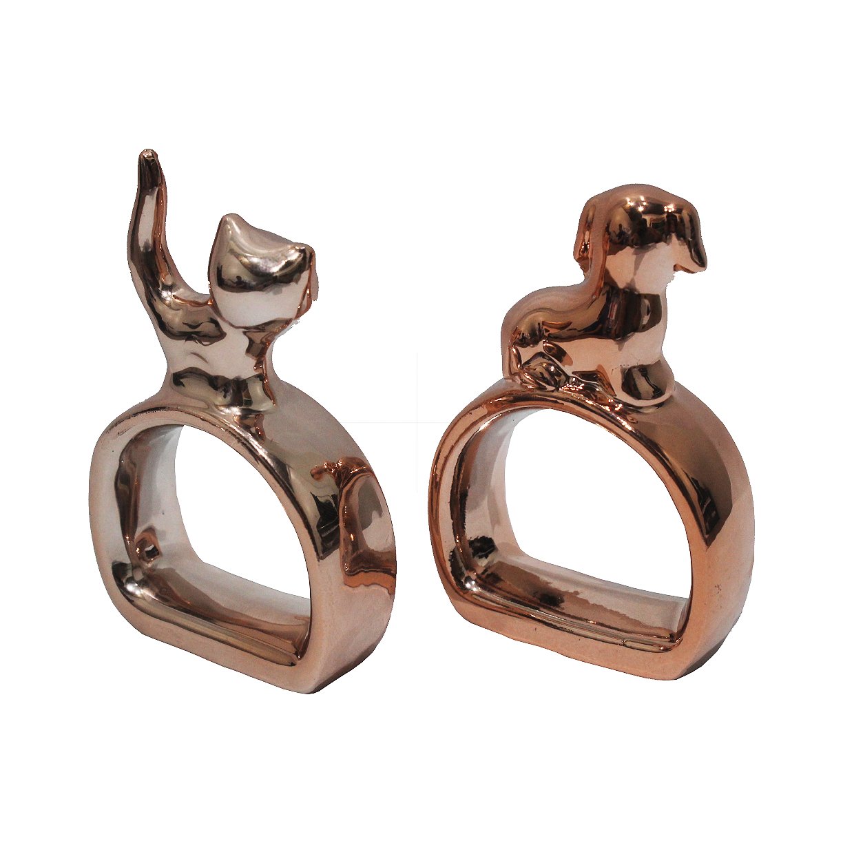 Enfeite Decor Novo Sculo Gato e Cachorro 2