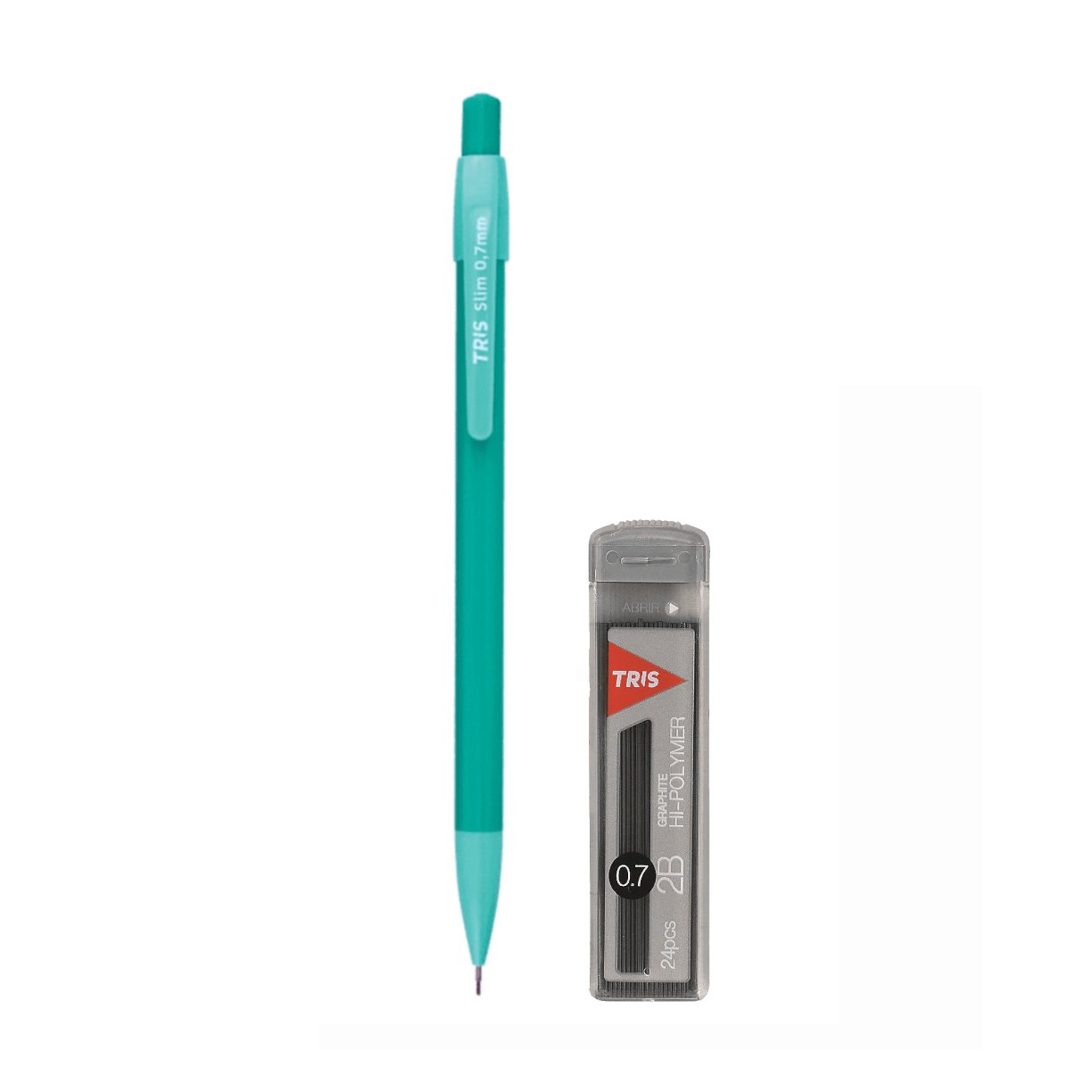 Kit Lapiseira Tris Slim 07mm com Grafite 24 Peas Verde