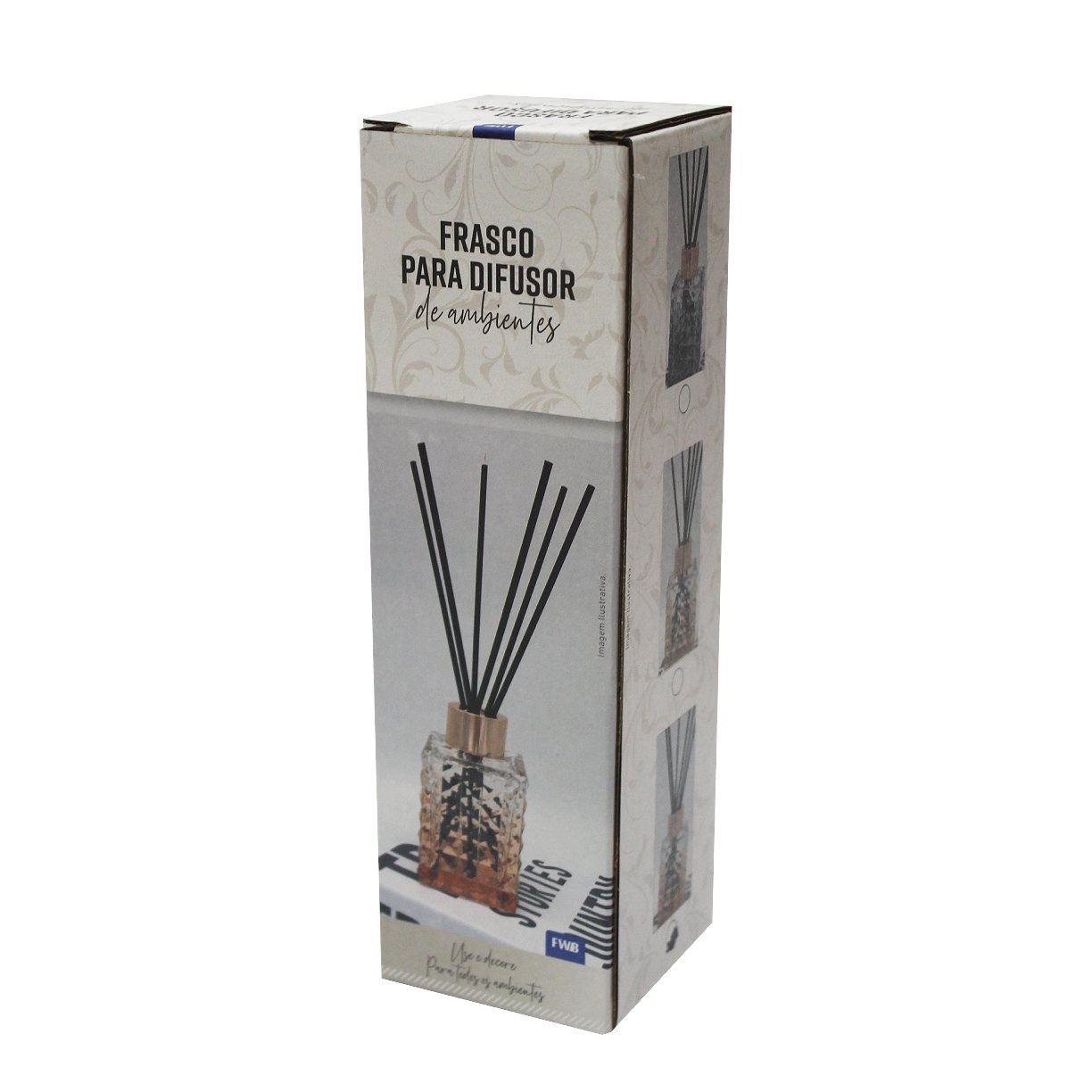 Frasco para Difusor FWB Quadrado Vidro   Laranja 1