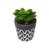 vaso com suculenta artificial onyx triangulos cinza