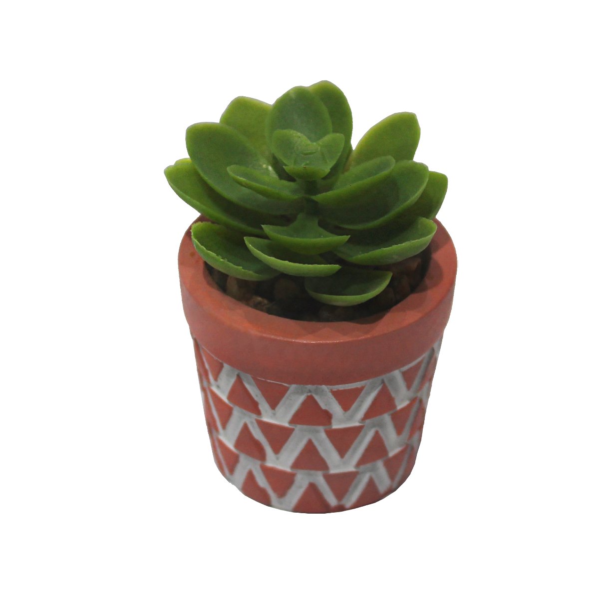 vaso com suculenta artificial onyx triangulos rosa 1