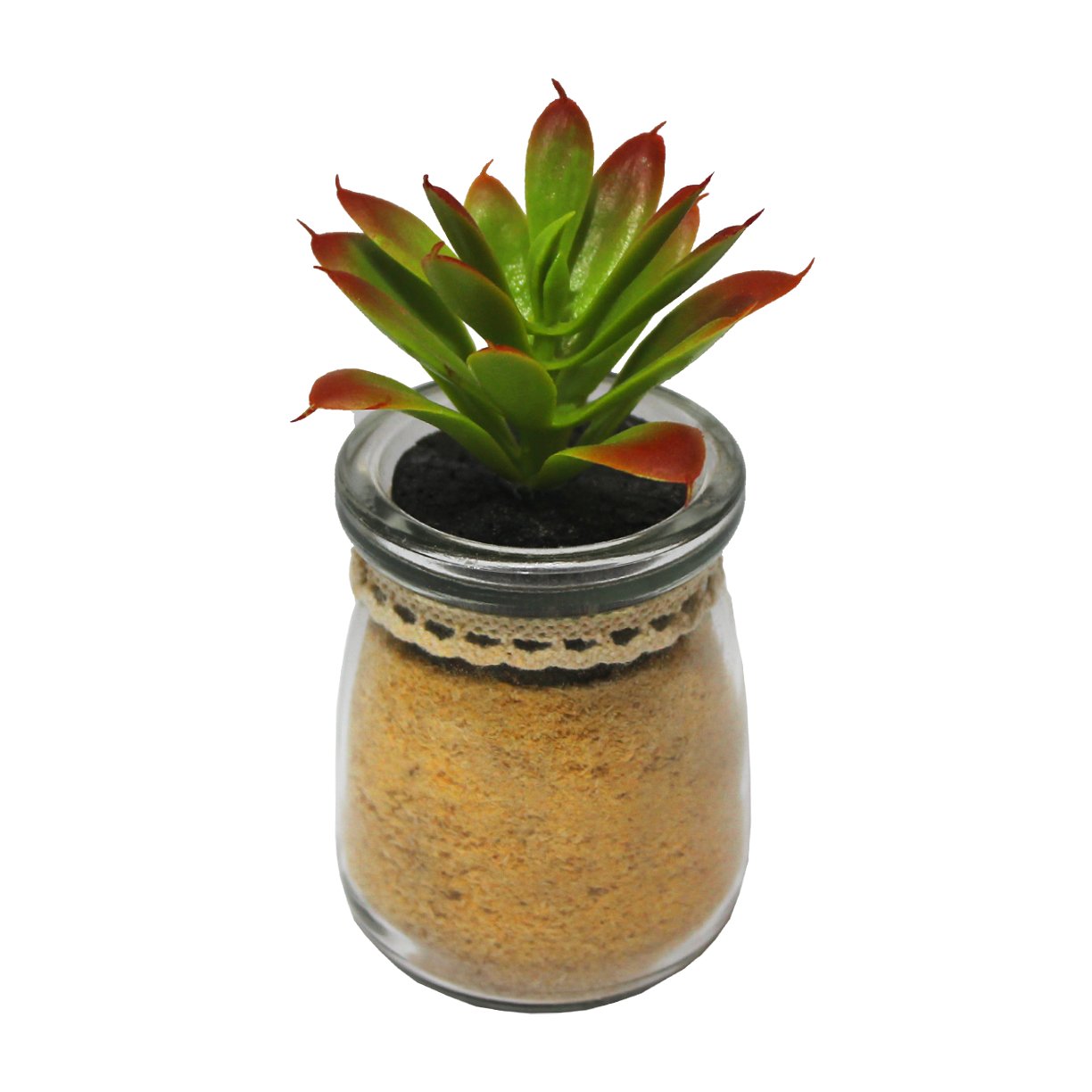 vaso com suculenta artificial onyx vidro 6 1