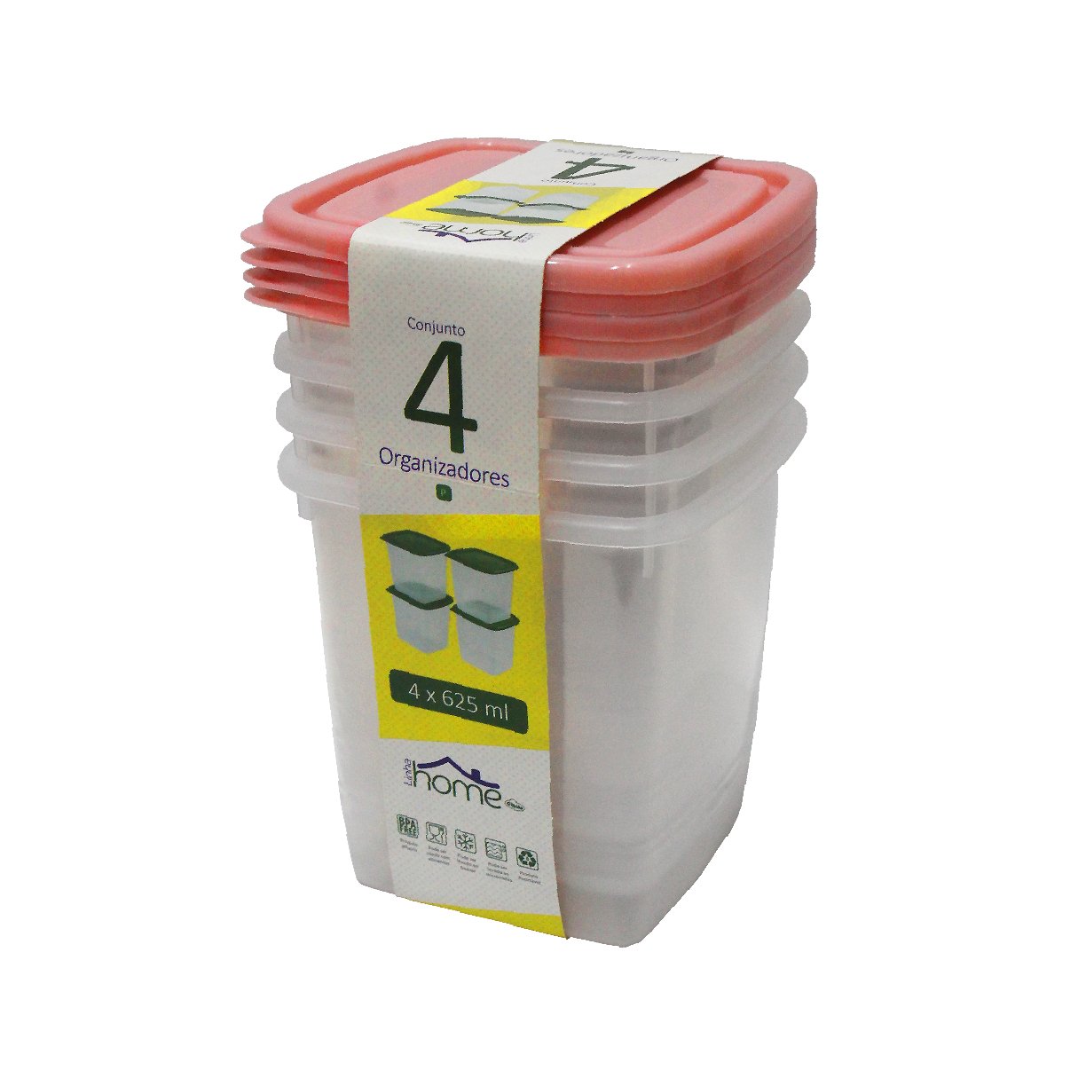 conjunto 4 potes giplas linha home 625ml rosa