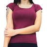 blusa feminina def manga curta lisa vinho 2