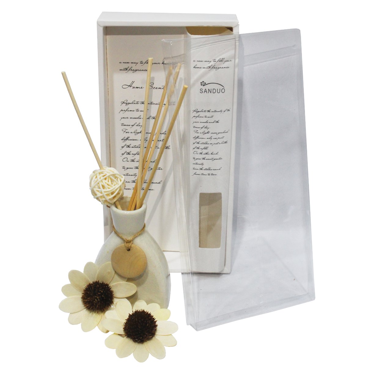 frasco para difusor famys vaso com flor 2 ceramica branco 4