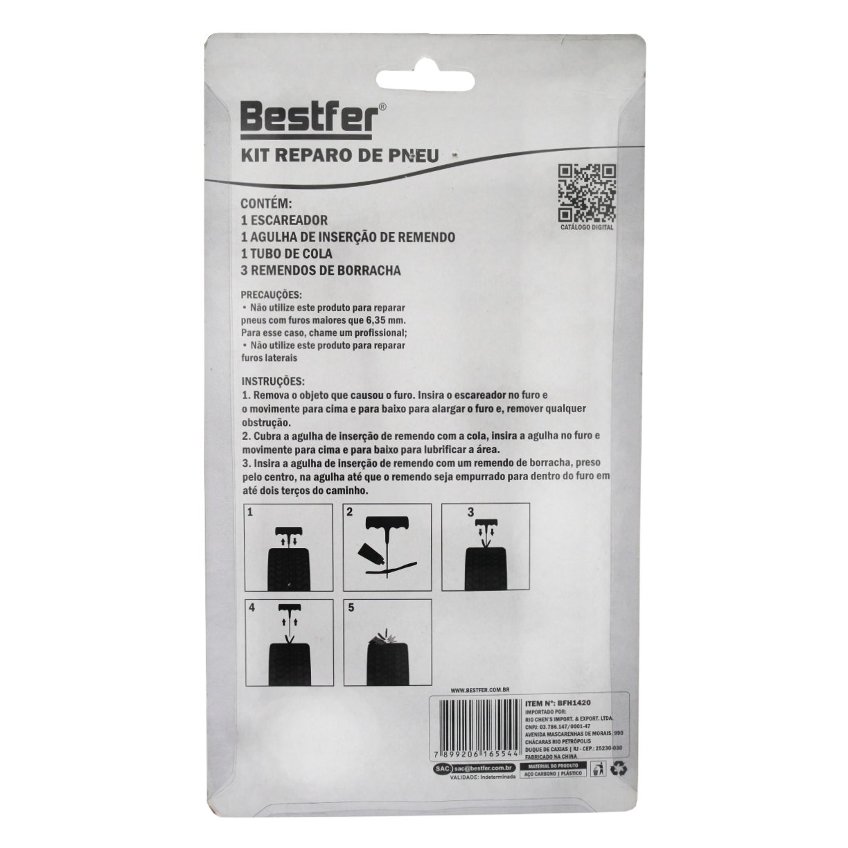 kit de reparo de pneu carro bestfer com 3 remendos 3