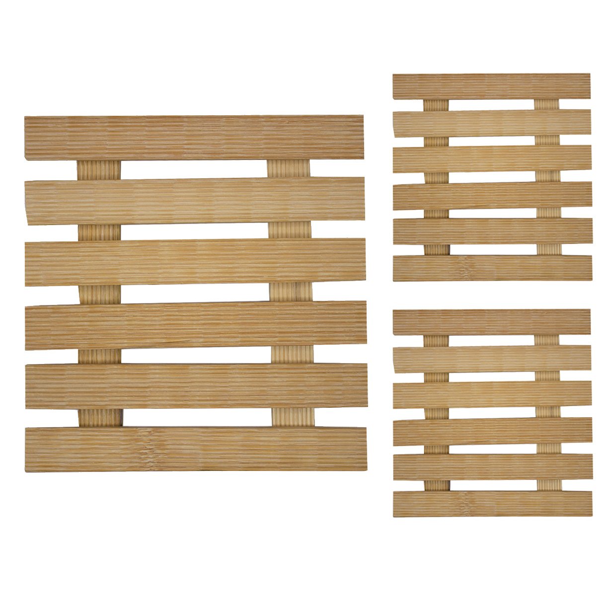 kit descanso de panela natural bamboo 3un 3