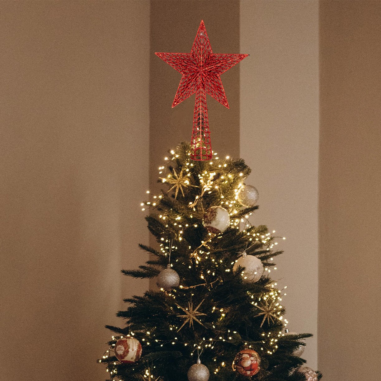 estrela p arvore de natal gliterizada 1