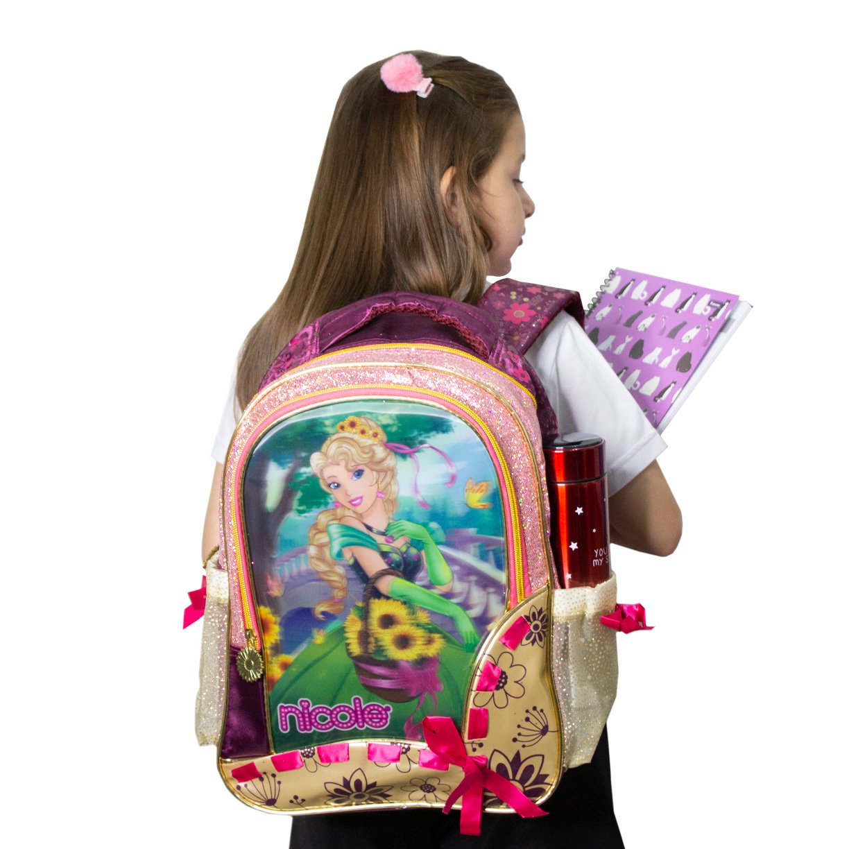 mochila infantil glitter princesa 3