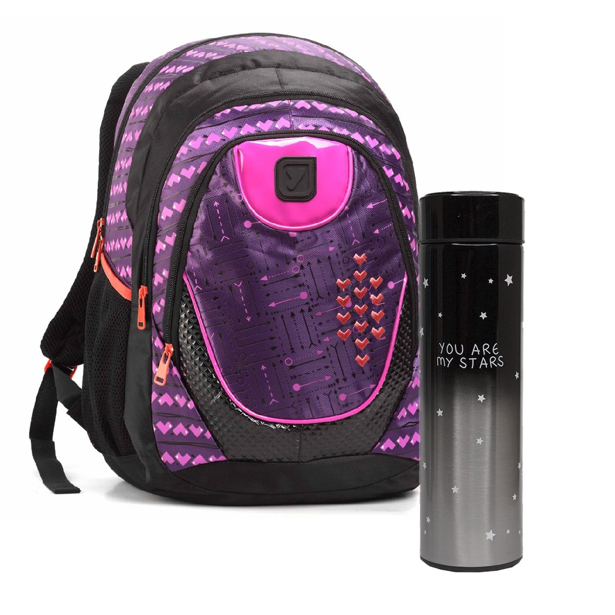 mochila juvenil romitex flecha garrafinha termica com visor de led 1