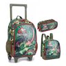 kit mochila de rodinhas infantil juvenil lancheira estojo dinossauro fenix 1