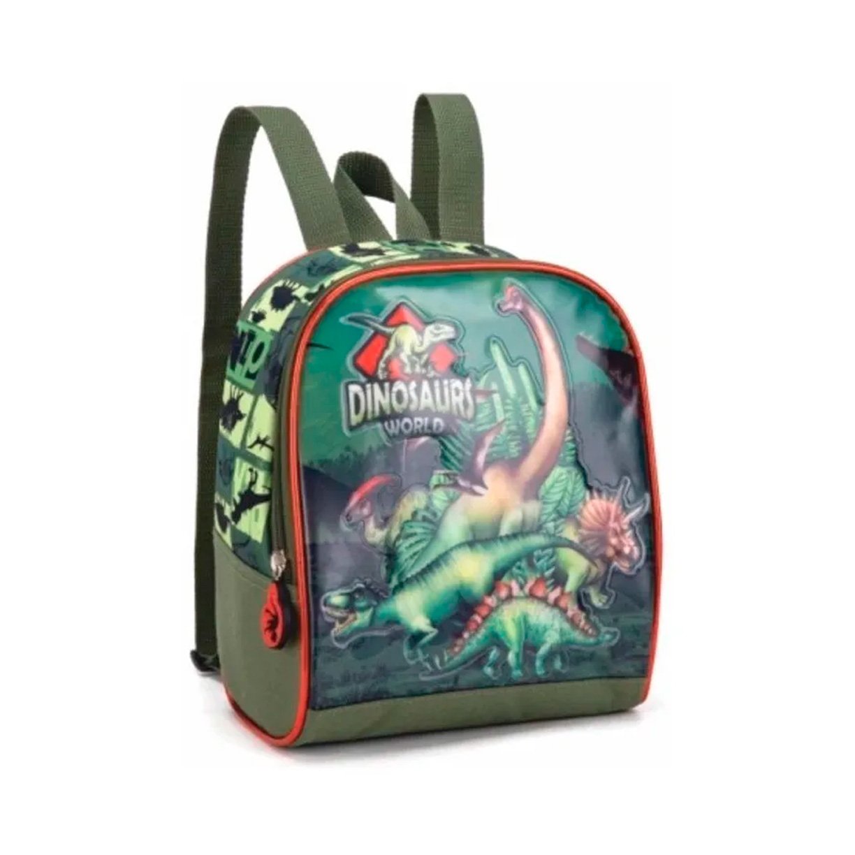 kit mochila de rodinhas infantil juvenil lancheira estojo dinossauro fenix 3