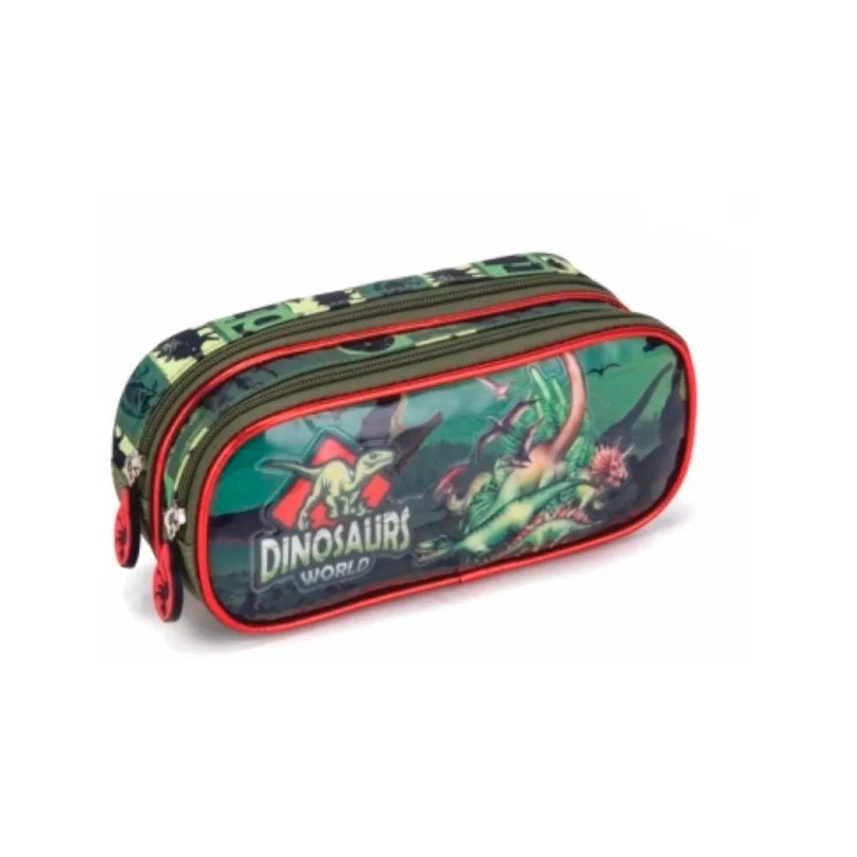 kit mochila de rodinhas infantil juvenil lancheira estojo dinossauro fenix 4